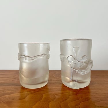 Pair of Loren Chapman American Studio Art Glass Tumblers - Signed and Dated 1993 