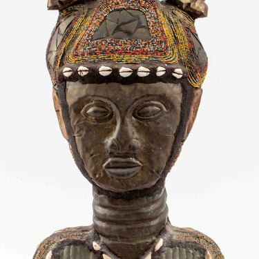 African Bamun Carved Wood Bust Sculpture