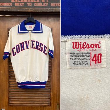 Vintage 1960’s “Converse” Athletic Sports Jersey Shirt Top, Talon 42 Zipper, Appliqué Detail, 60’s Vintage Clothing 