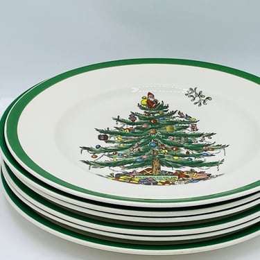 Vintage set of ( 7) Spode Christmas Tree Desert Salad Plates S3324 England 8"- Nice condition- Unused 
