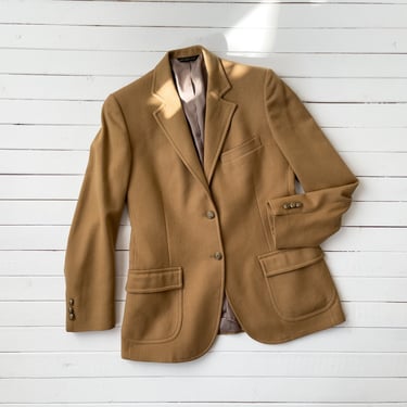 tan wool jacket | 70s 80s vintage Lady Hardwick dark academia style beige light brown wool blazer 