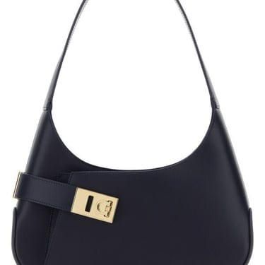 Salvatore Ferragamo Women Midnight Blue Leather Shoulder Bag