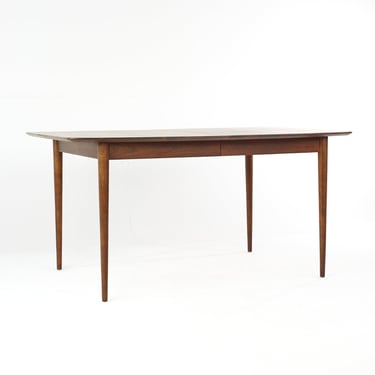 Merton Gershun for American of Martinsville Mid Century Walnut Expanding Dining Table with Inlaid Walnut including 3 Leaves - mcm 