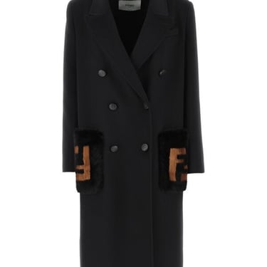 Fendi Woman Black Wool Coat