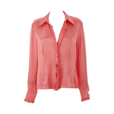 Escada Pink Ruched Button Up