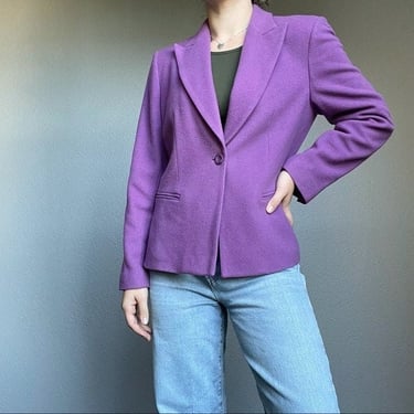 Vintage Harve Benard Purple Lavender Wool Cashmere Blazer Women's 10 