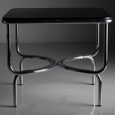 Chrome & Black Slate Table by Gae Aulenti