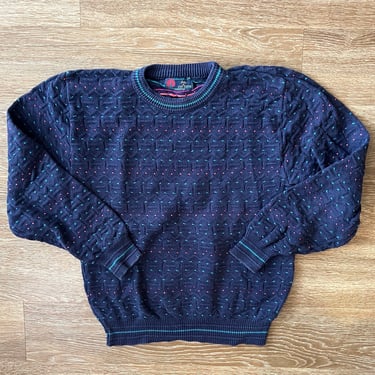 Navy Blue Golf Crew Neck Sweater Medium 