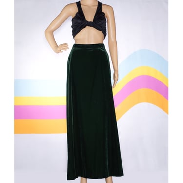 Vintage 1970s Green Velvet Maxi Skirt | Small | 3 