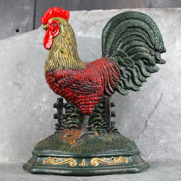 Vintage Cast Iron Rooster Door Stop | Vintage Country Decor | Vintage Kitchen | Heavy Door Stop | Book End 