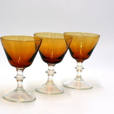 Vintage Amber Cocktail Glasses 
