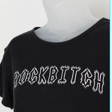 Vintage 90s Rockbitch band tee cropped t-shirt black rock merch - Medium 