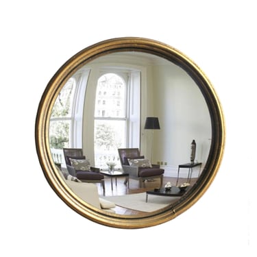 Round Convex Mirror, Antique Gold