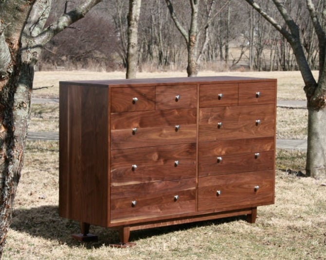ZCustom Half PK, 2 of X10420a Solid Walnut 8 Drawer Dressers, Inset Drawers,  Flat Panels, 48" wide x 20" deep x 42" tall - natural color 