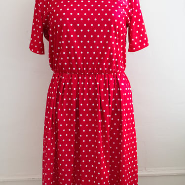 Red and White Bold Statement Polka Dot Dress