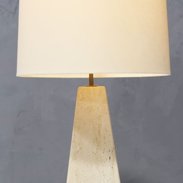 Travertine Base Pyramid Shape Table Lamp
