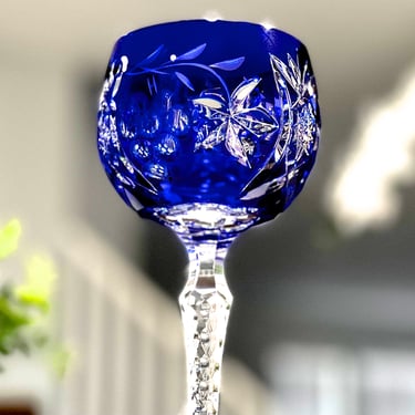 VINTAGE: Cobalt Blue Cut to Clear Crystal Hock | Dan's and Adi Home Decor -  San Antonio, TX | ATTIC