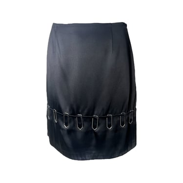 Moschino Cheap and Chic 90's Black Satin Paper Clip Skirt