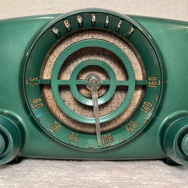 1951 Crosley Bullseye, Green Bakelite Radio Elec Restored 11-102U 