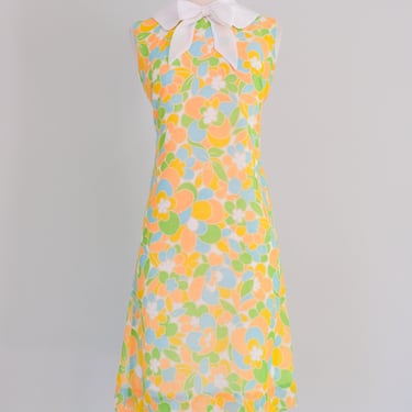 Vintage 1960's Neon Mod Psychedelic Shift Dress / S