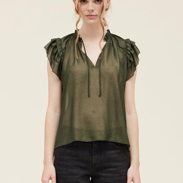 Gold Spray Ruffle Blouse - Gold Forest