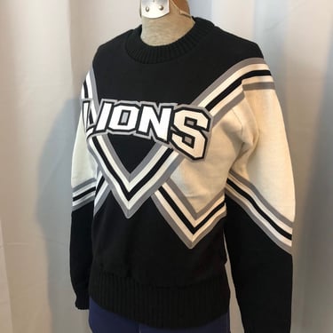 1990s Vintage Cheerleader sweater black and white Lions S 