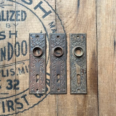 Set of 3 1890s Pressed Door Plates 