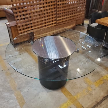 57-Inch Glass Top Dining Table with Built-In Lazy Susan