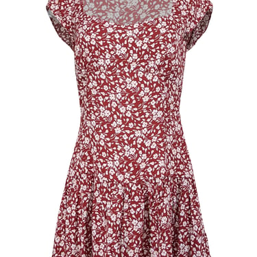 Reformation - Red w/ Blush & White Floral Print Mini Dress Sz 6