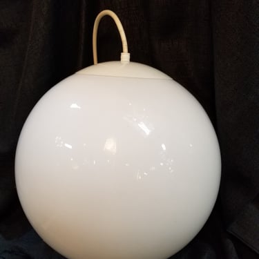 MCM White Globe Pendant Light.  14 inch Shade.