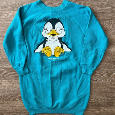 80’s Turquoise Penguin Minnesota Crew Neck Sweater Medium 