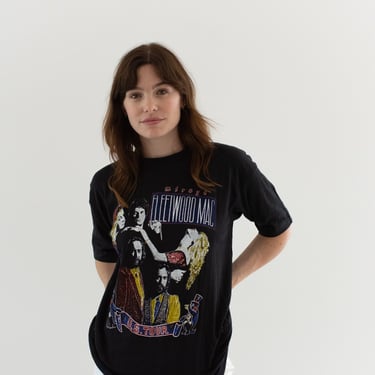 Vintage Fleetwood Mac Mirage Tour Black Tee Crew T Shirt | Unisex 1982 100% Cotton Crewneck Tee | M | 