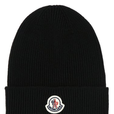 Moncler Man Black Wool Beanie Hat