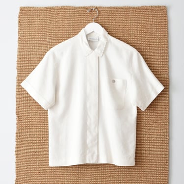 vintage white linen blouse, 90s button up shirt 