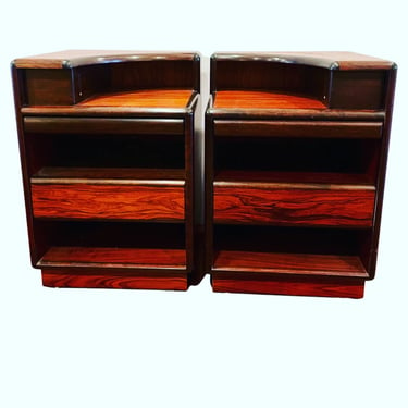 Danish Modern Pair of Rosewood Tall Nightstands by Brouer Furniture Denmark