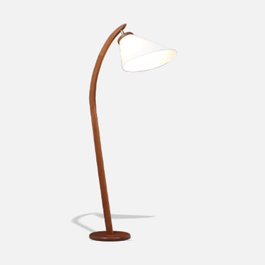 Danish Modern Teak Arch Floor Lamp with Articulating Cone Shade