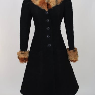 1970s Betsey Johnson Alley Cat Quilted Faux Fur Coat