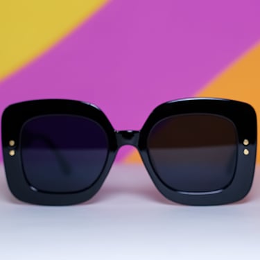 Retro Black Oversized Sunglasses | Vintage 60s Mod Inspired Chunky Square 