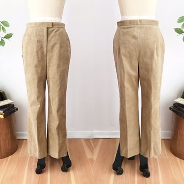 SIZE 6/8 Tan Microsuede Trousers  Trouser Pants 1970s Adolph Schuman for Imagnin 