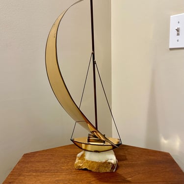 Brass Sailboat Table Sculpture, Mario Jason, c.1970s - Free Shipping 