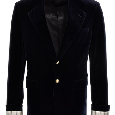 Gucci Men Turned-Up Velvet Cuff Blazer