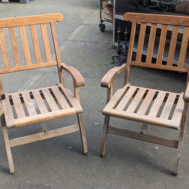 Pair of Teak Folding Patio Chairs