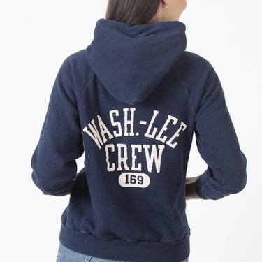 Champion Hooded Sweatshirt, Vintage Washington Lee Crew, Navy College Hoodie, Size Medium 