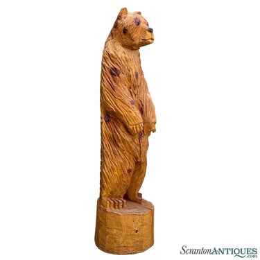 Rustic 4ft Wood Chainsaw Carving Standing Bear Sculpture