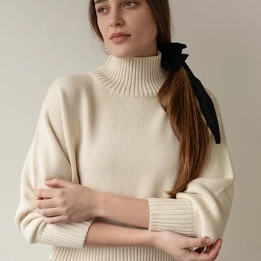 First Rite Crop Cotton Turtleneck - Ivory