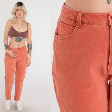 Orange Tapered Jeans 90s Mom Jeans High Waisted Rise Denim Pants Retro Basic Relaxed Streetwear Vintage 1990s Medium 31 