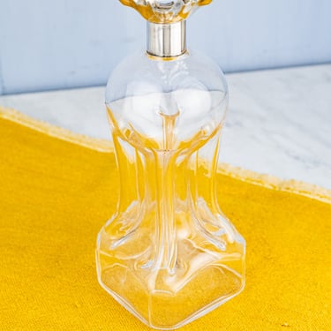 Victorian English Glass Glug Glug Decanter with Sterling Silver Collar