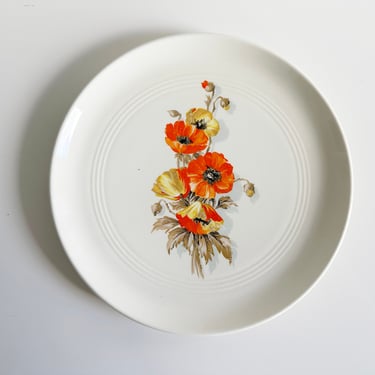 Poppies Mid-Century Dinner Plate Utility Ware by Edwin Knowles USA Vintage 1950s 