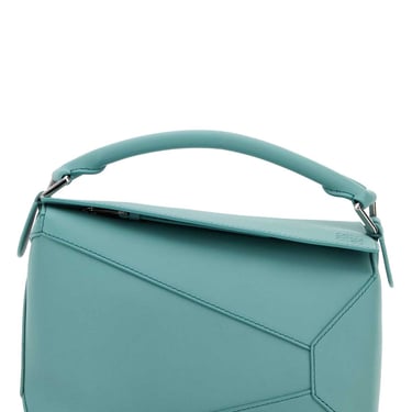 Loewe Women Light Blue Leather Small Puzzle Handbag