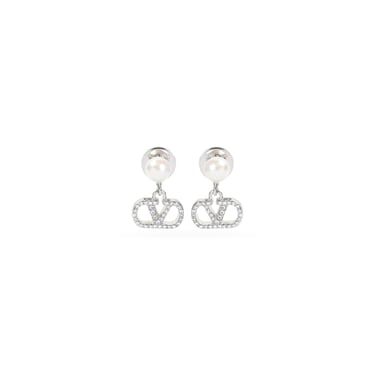 Valentino Garavani V Logo Signature Pearl Earrings Women